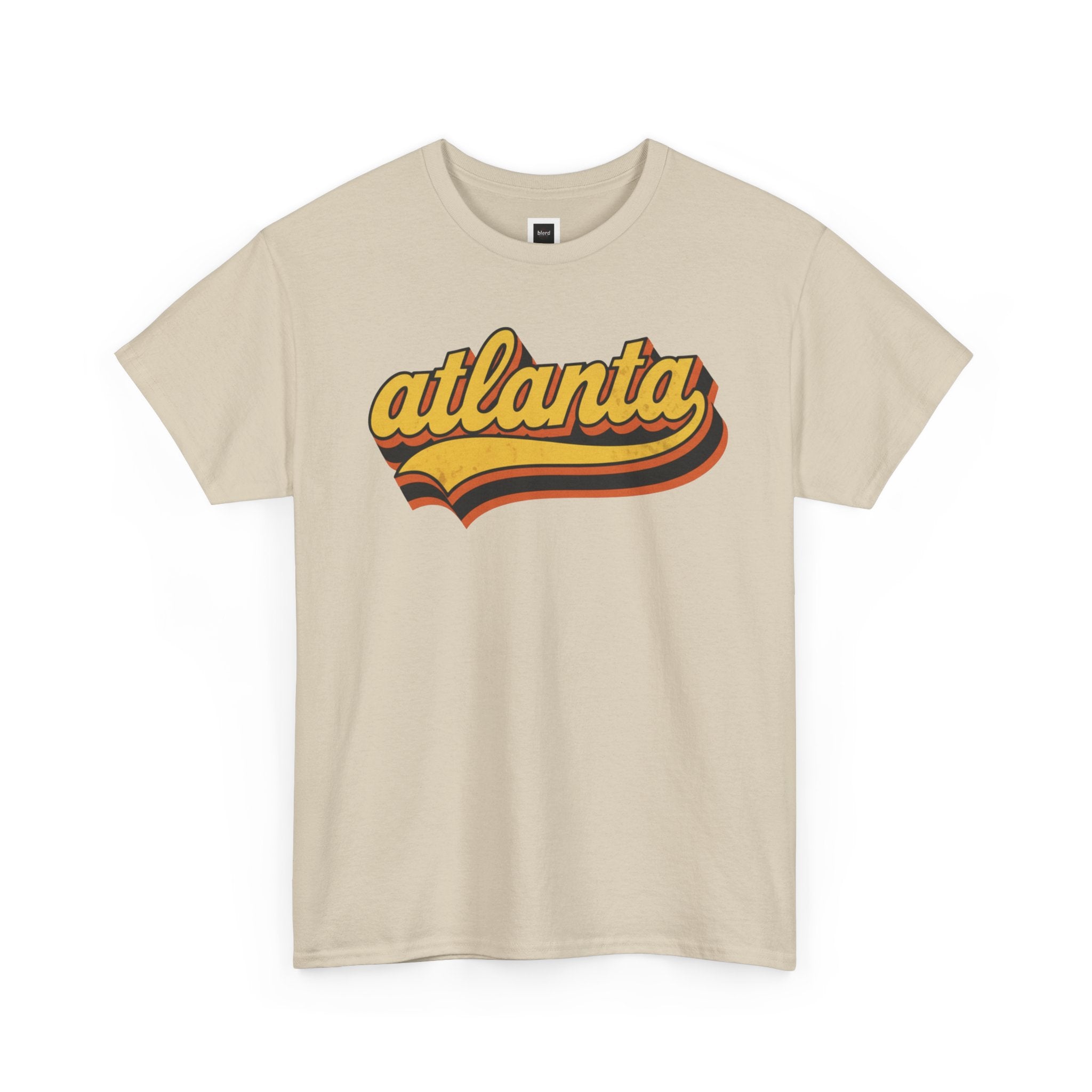 Atlanta retro script Tee | vintage city logo, 70s sunset stripes