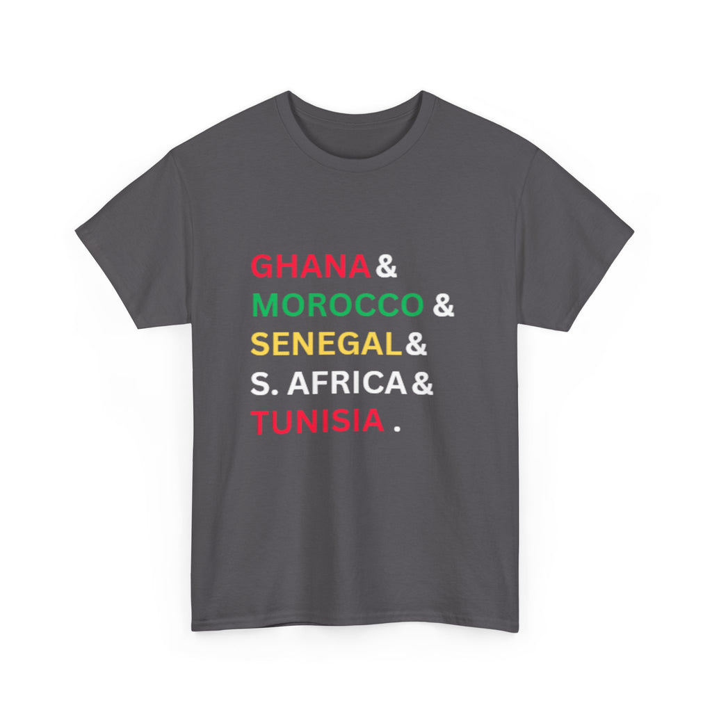 African Countries List T‑Shirt — Ghana, Morocco, Senegal, S. Africa & Tunisia Tee