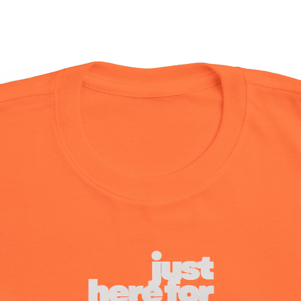 Toddler Tee — 'just here for the futbol' Soccer Baby Shirt (Atlanta 2026)