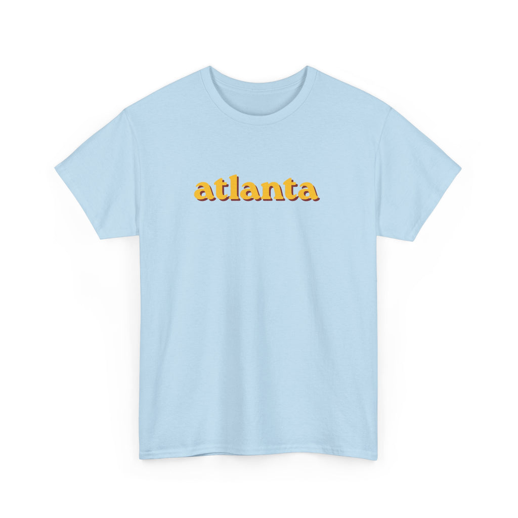 Atlanta Retro Script Tee — Vintage Yellow City Shirt