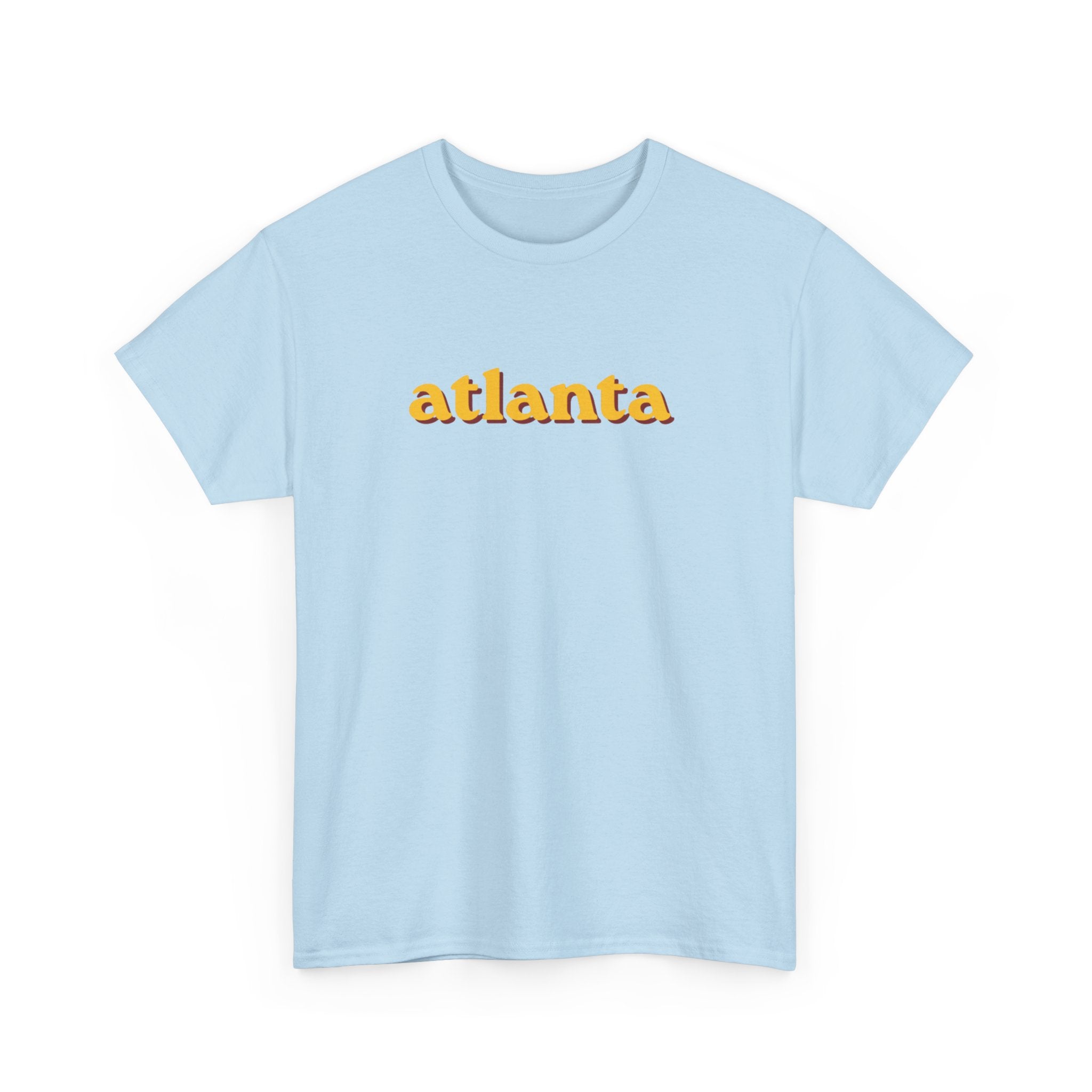 Atlanta Retro Script Tee — Vintage Yellow City Shirt