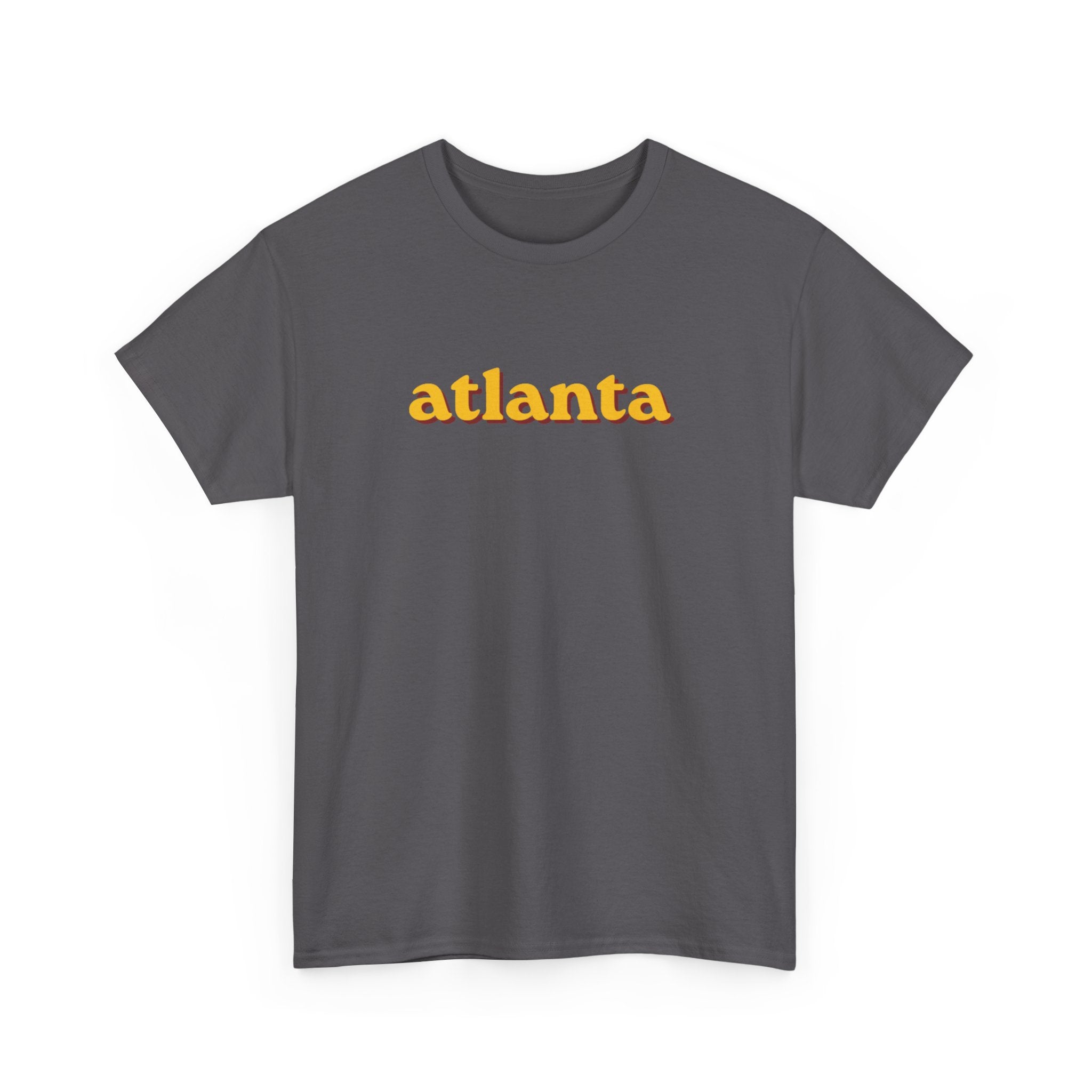 Atlanta Retro Script Tee — Vintage Yellow City Shirt