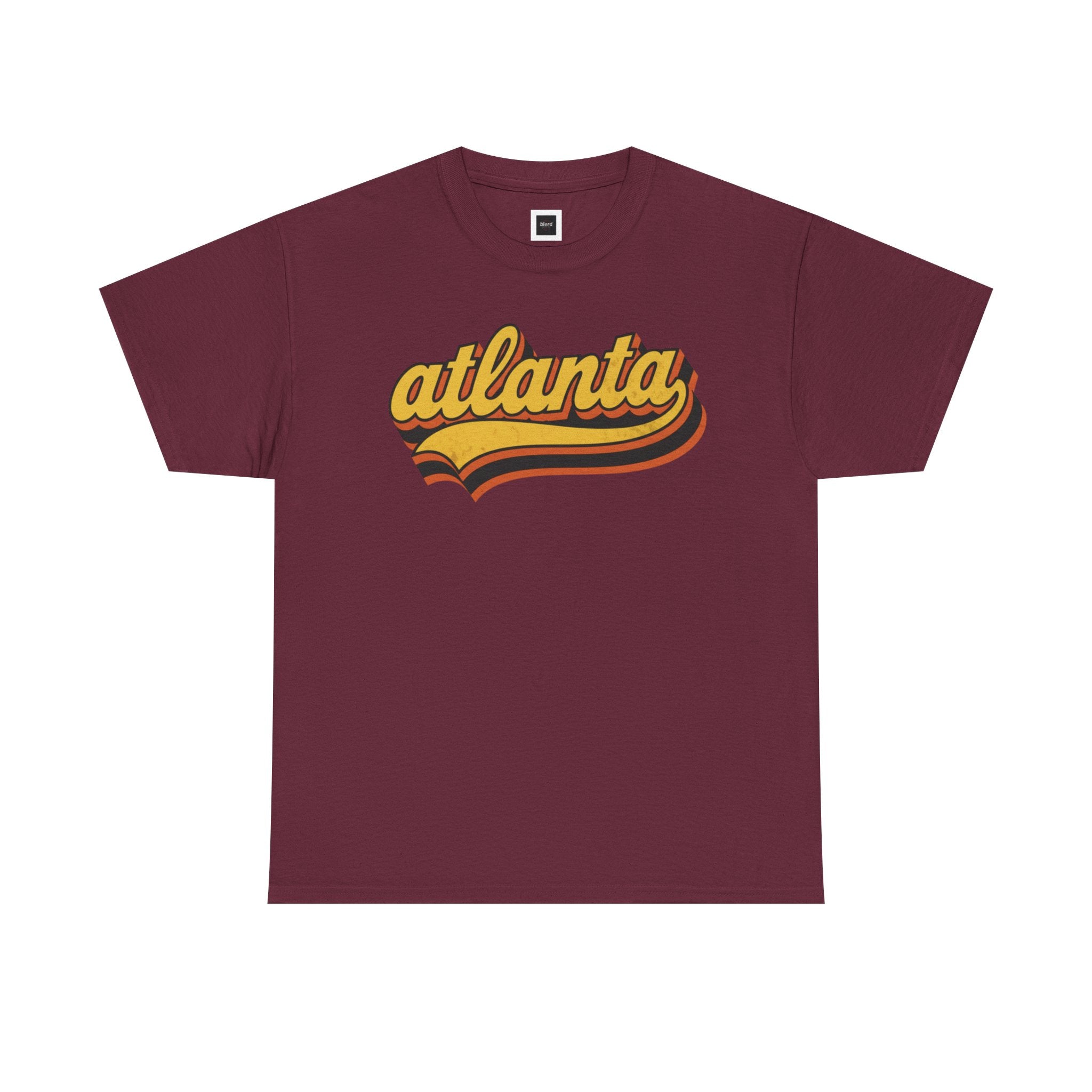 Atlanta retro script Tee | vintage city logo, 70s sunset stripes