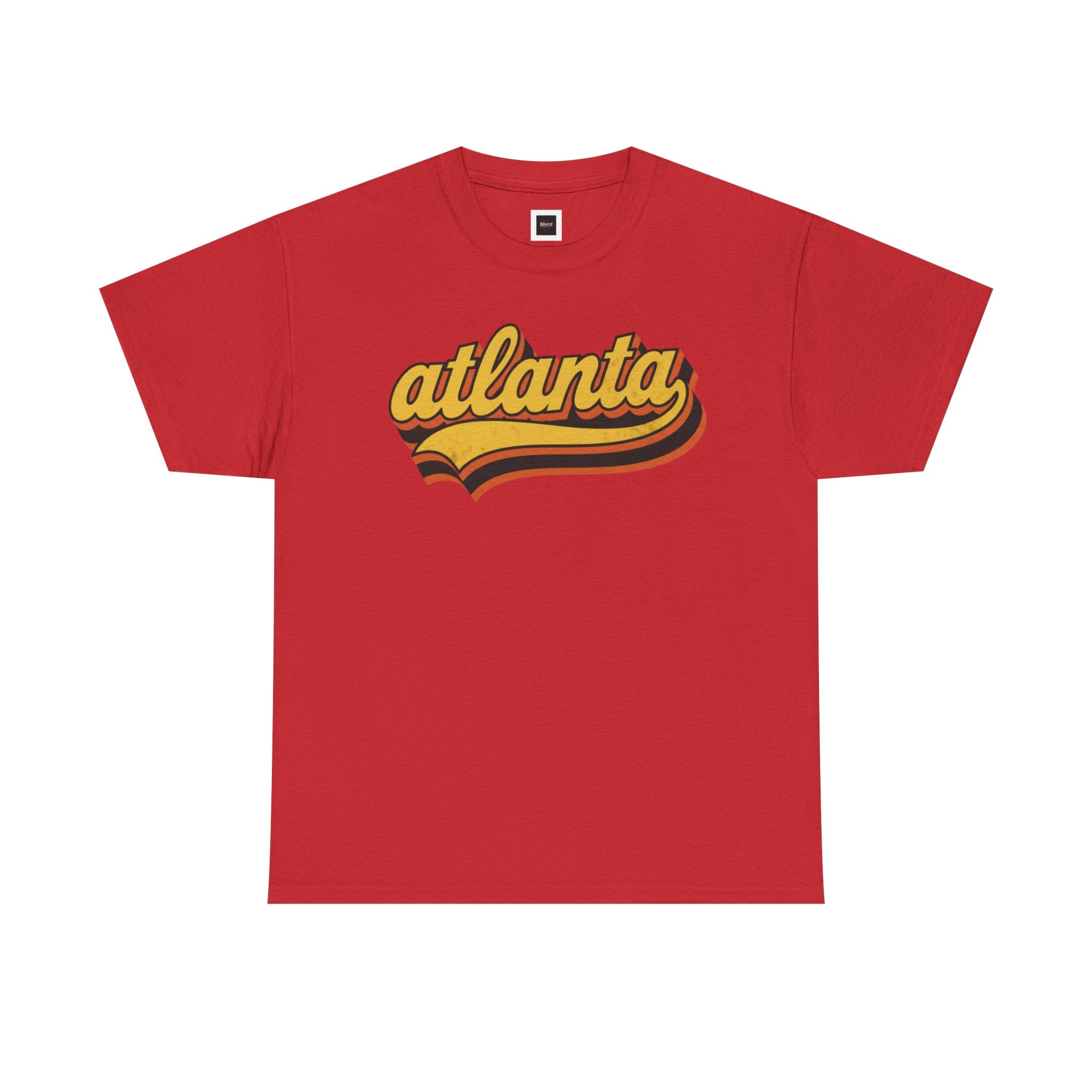 Atlanta retro script Tee | vintage city logo, 70s sunset stripes