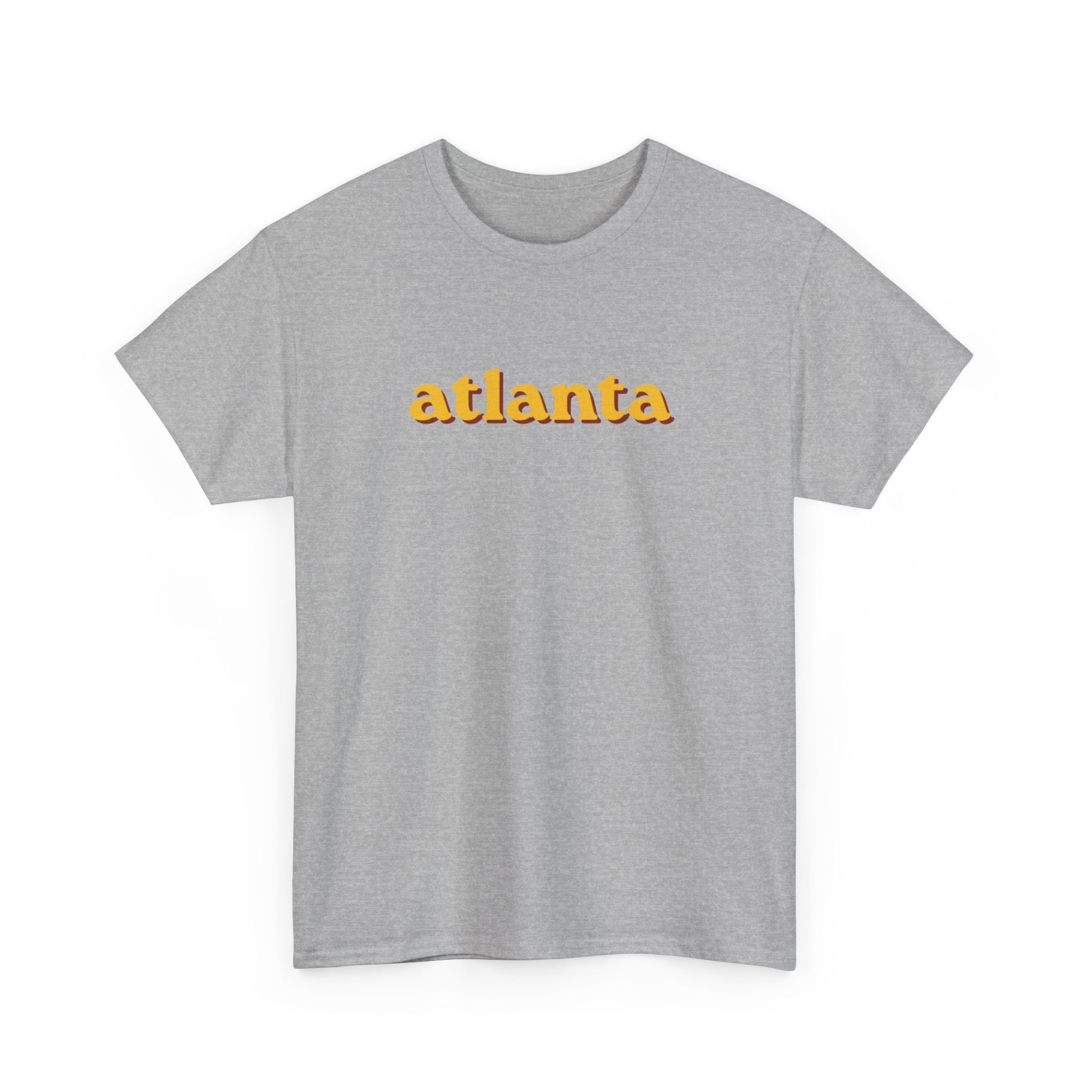 Atlanta Retro Script Tee — Vintage Yellow City Shirt