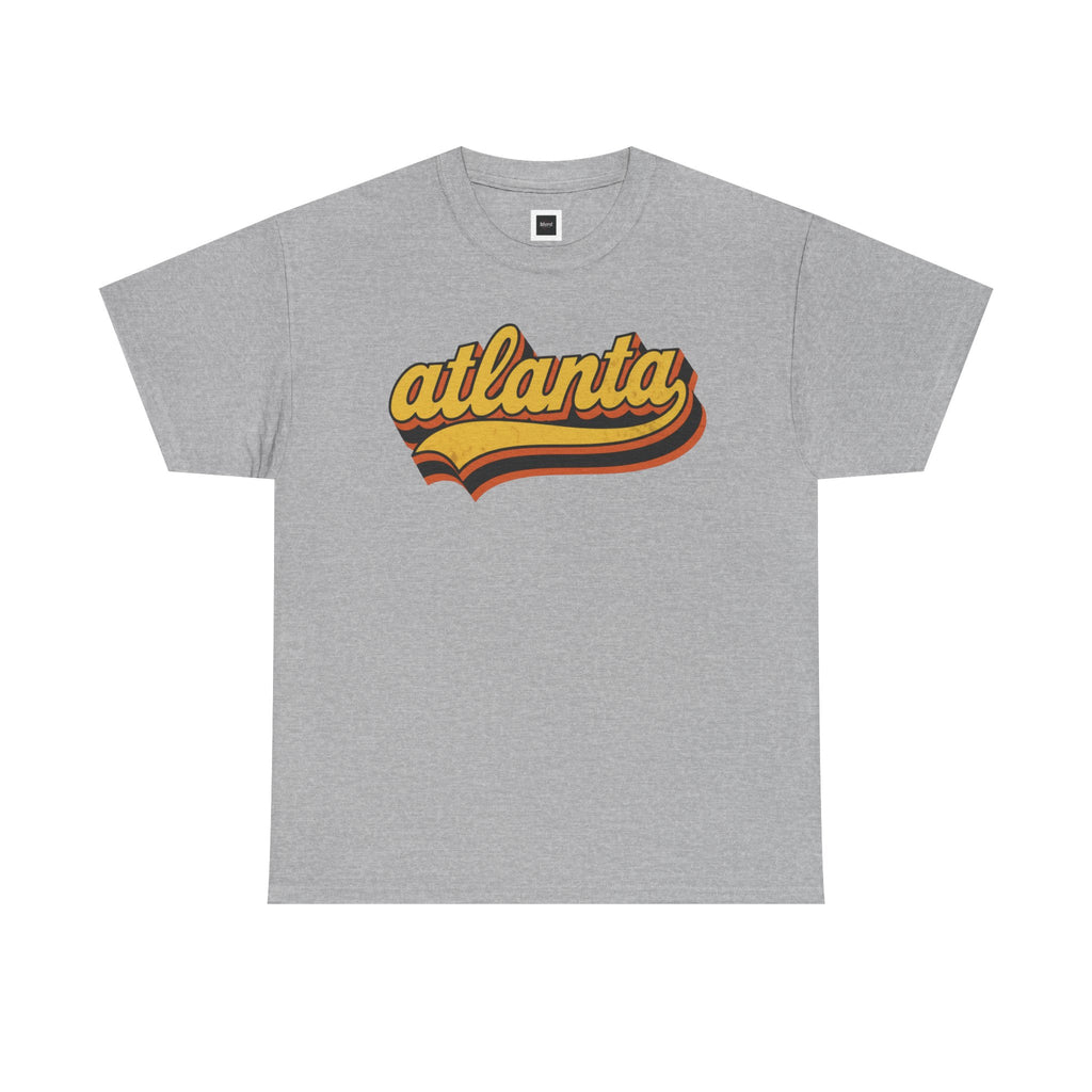 Atlanta retro script Tee | vintage city logo, 70s sunset stripes