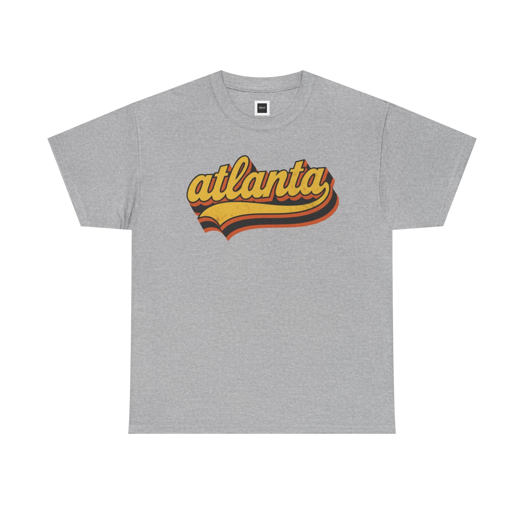 Atlanta retro script Tee | vintage city logo, 70s sunset stripes