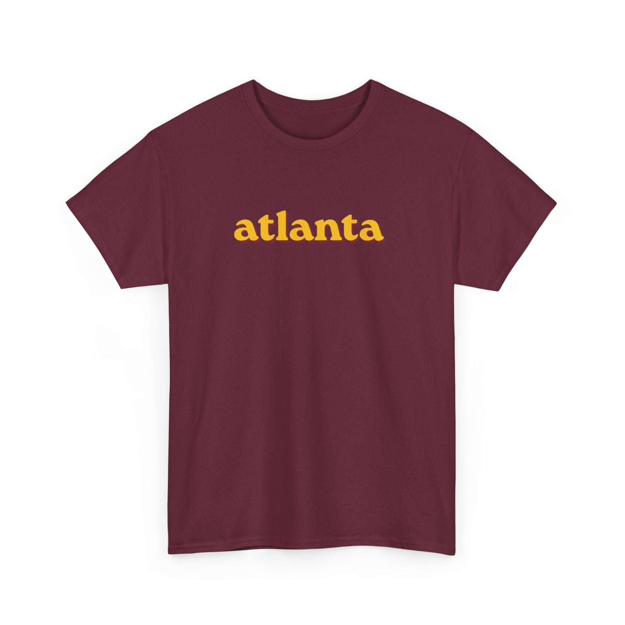 Atlanta Retro Script Tee — Vintage Yellow City Shirt
