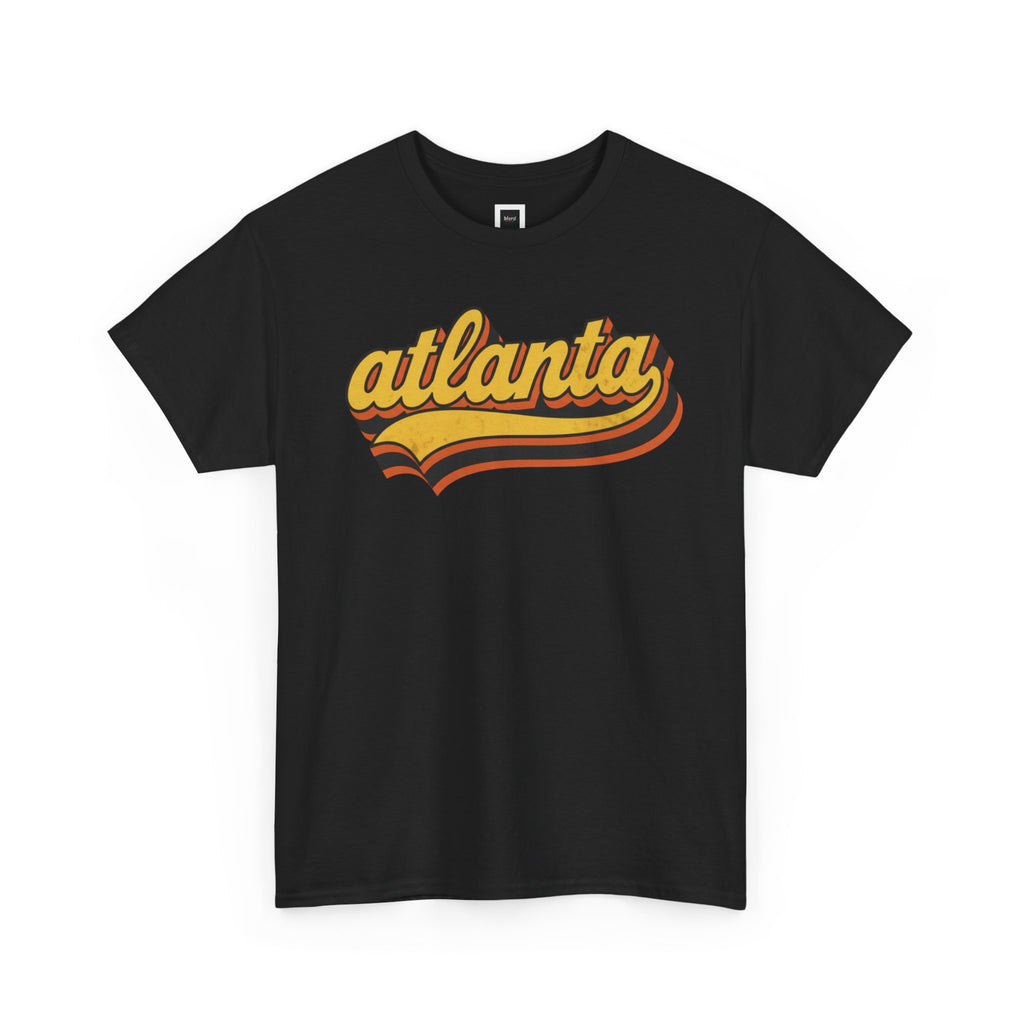 Atlanta retro script Tee | vintage city logo, 70s sunset stripes