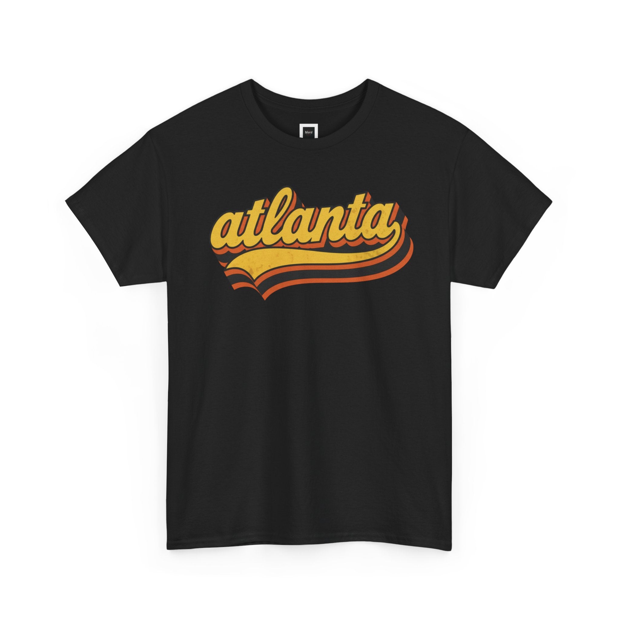 Atlanta retro script Tee | vintage city logo, 70s sunset stripes