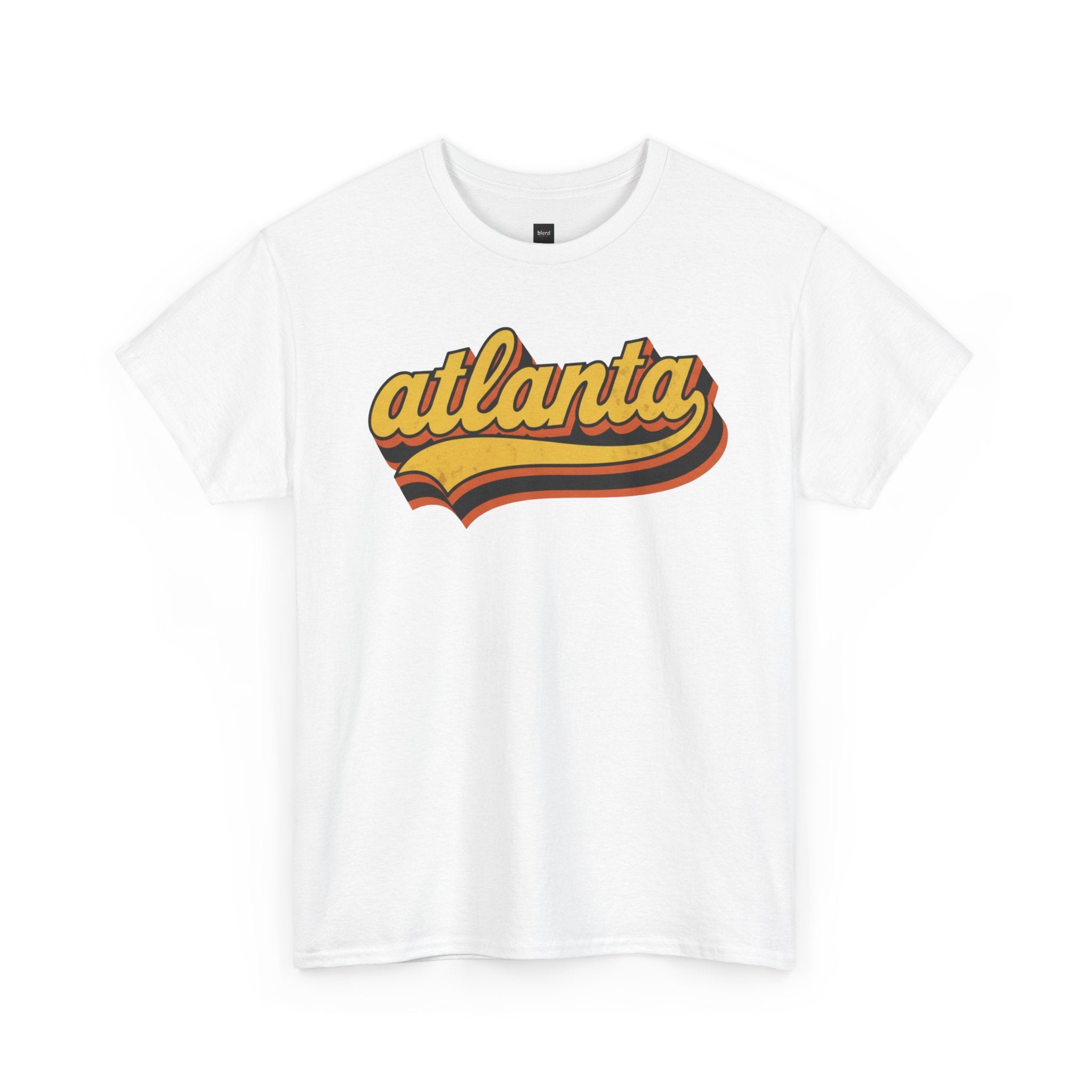 Atlanta retro script Tee | vintage city logo, 70s sunset stripes