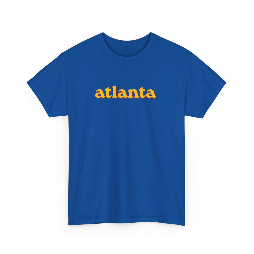 Atlanta Retro Script Tee — Vintage Yellow City Shirt