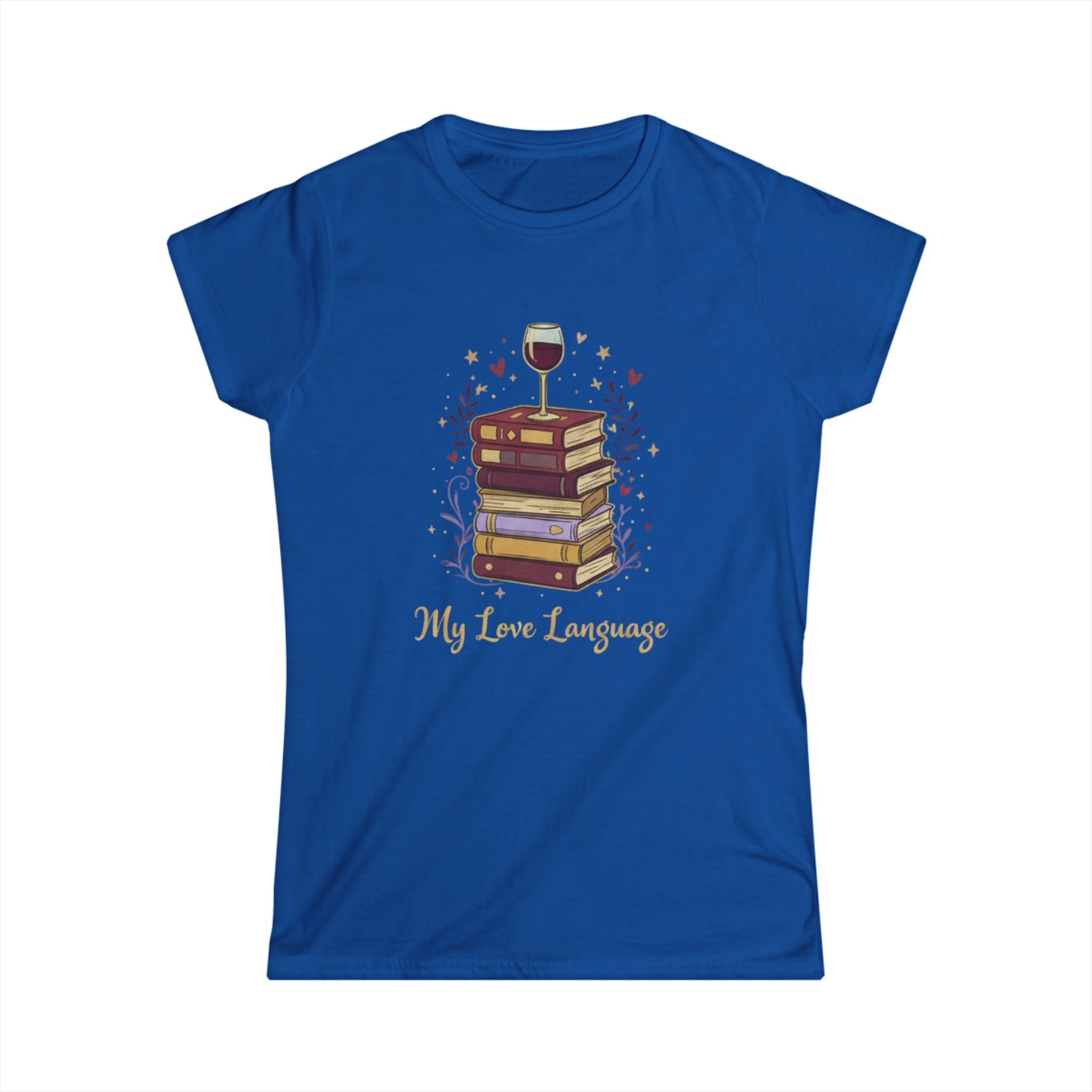 Book Lover Tee — "My Love Language" Wine & Books Graphic Shirt