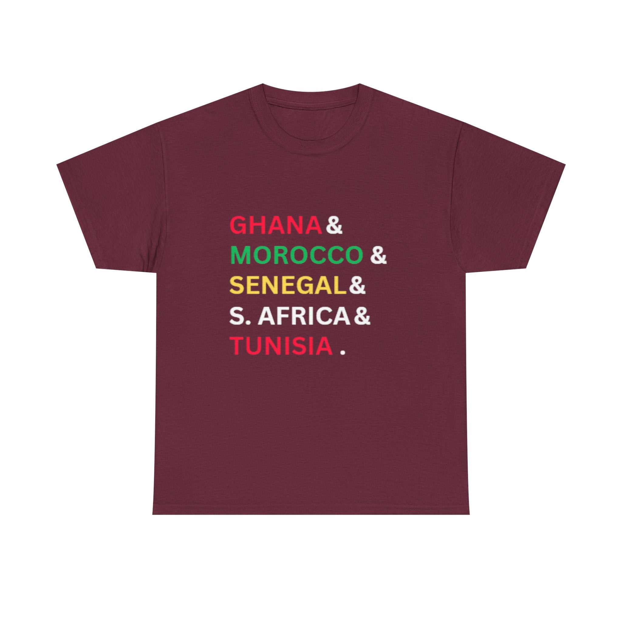 African Countries List T‑Shirt — Ghana, Morocco, Senegal, S. Africa & Tunisia Tee
