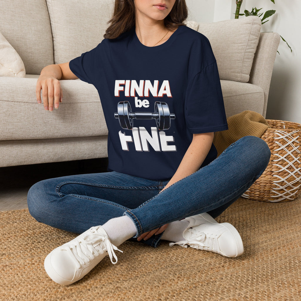 Finna Be Fine Gym T-Shirt — Funny Motivational Workout Tee with Dumbbell Graphic