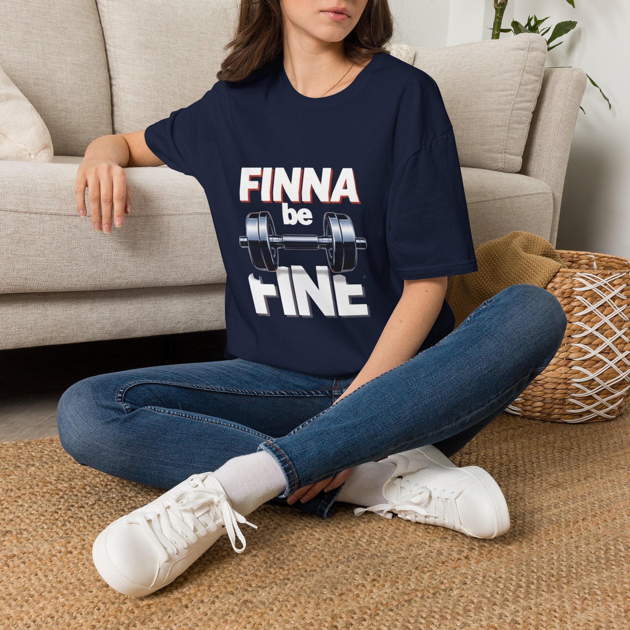 Finna Be Fine Gym T-Shirt — Funny Motivational Workout Tee with Dumbbell Graphic