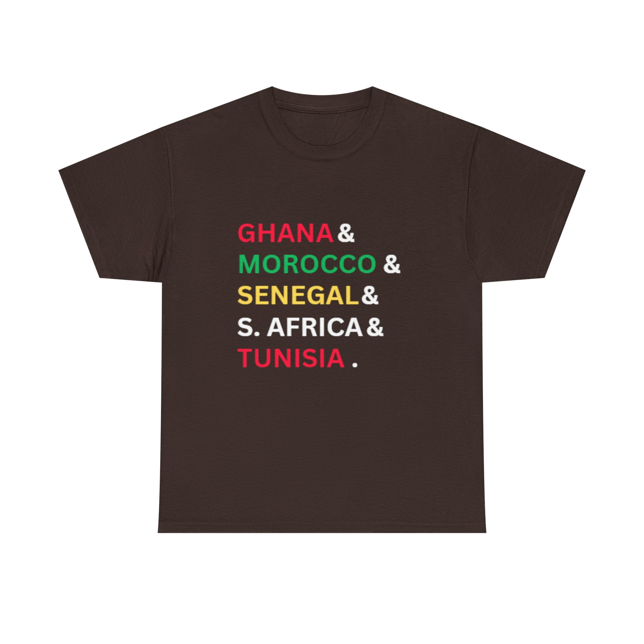 African Countries List T‑Shirt — Ghana, Morocco, Senegal, S. Africa & Tunisia Tee