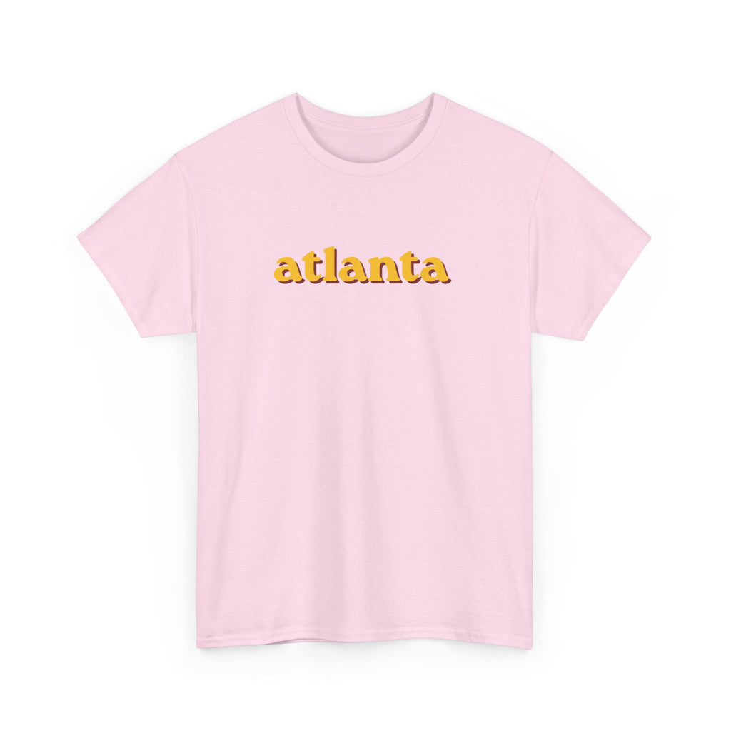 Atlanta Retro Script Tee — Vintage Yellow City Shirt