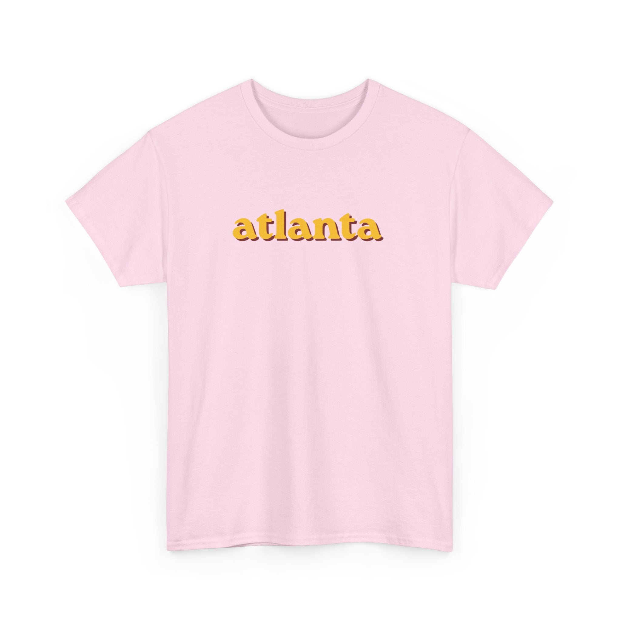 Atlanta Retro Script Tee — Vintage Yellow City Shirt