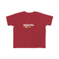 Toddler Tee — 'just here for the futbol' Soccer Baby Shirt (Atlanta 2026)