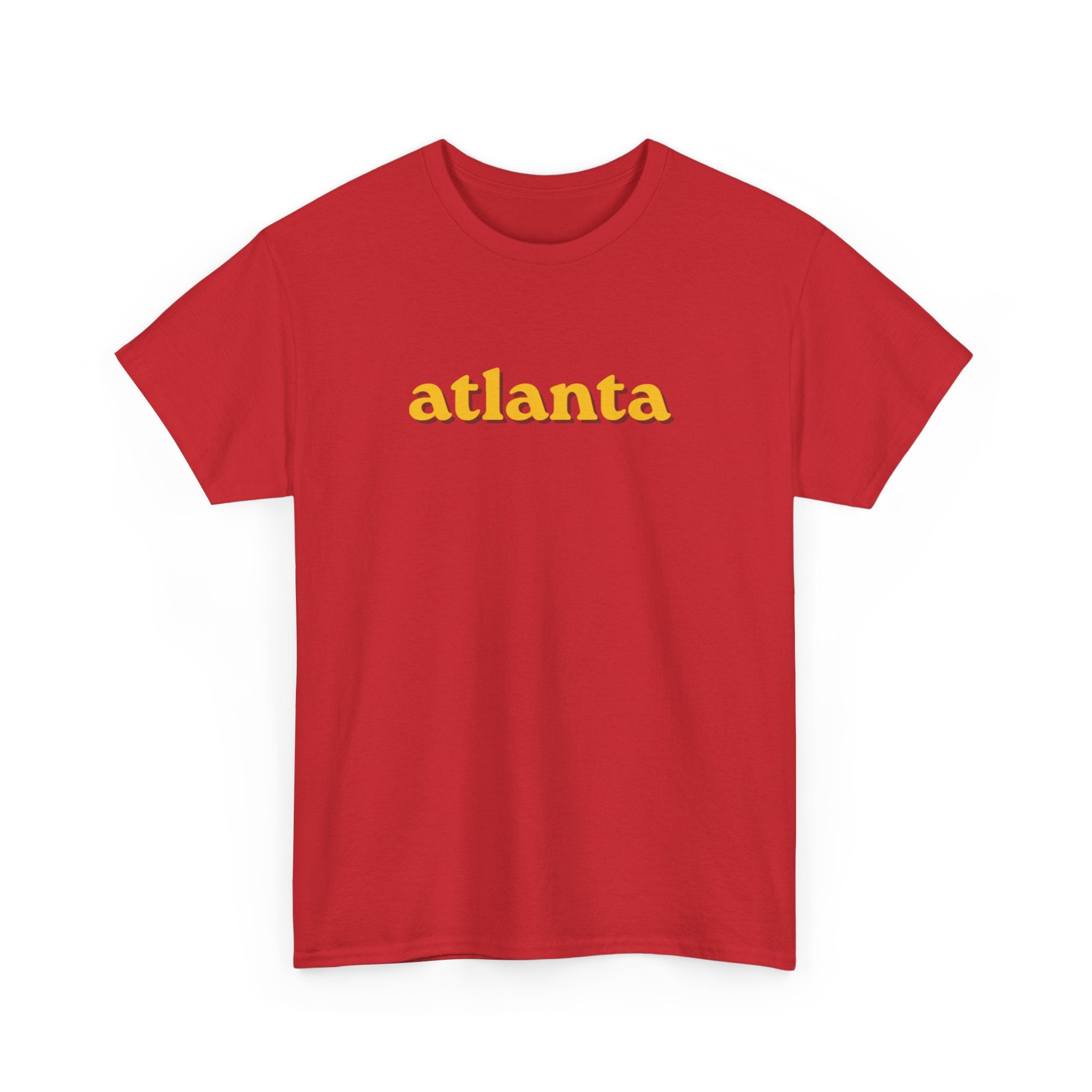 Atlanta Retro Script Tee — Vintage Yellow City Shirt