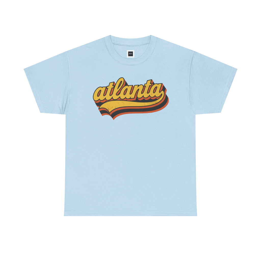 Atlanta retro script Tee | vintage city logo, 70s sunset stripes
