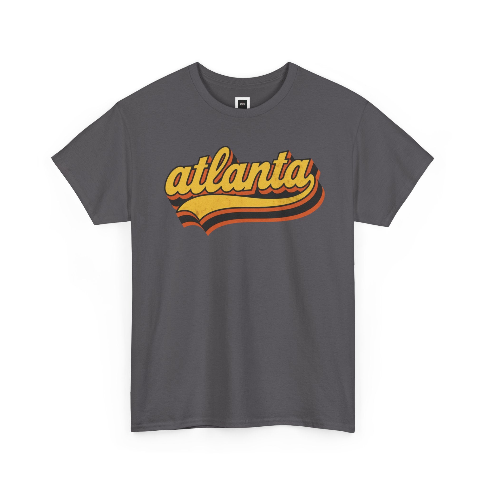 Atlanta retro script Tee | vintage city logo, 70s sunset stripes