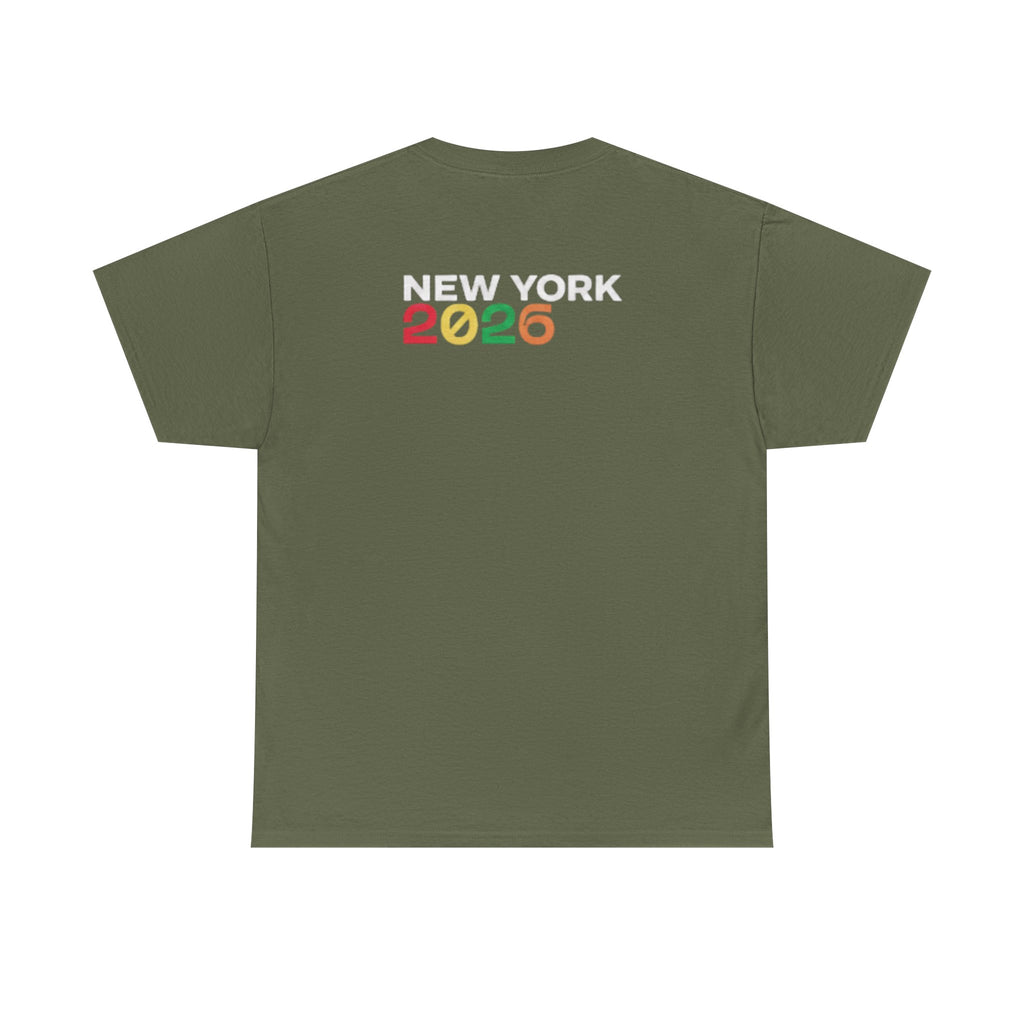 T-Shirt — "just here for the futbol" New York 2026 Soccer Fan Tee