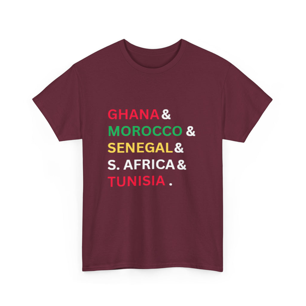 African Countries List T‑Shirt — Ghana, Morocco, Senegal, S. Africa & Tunisia Tee
