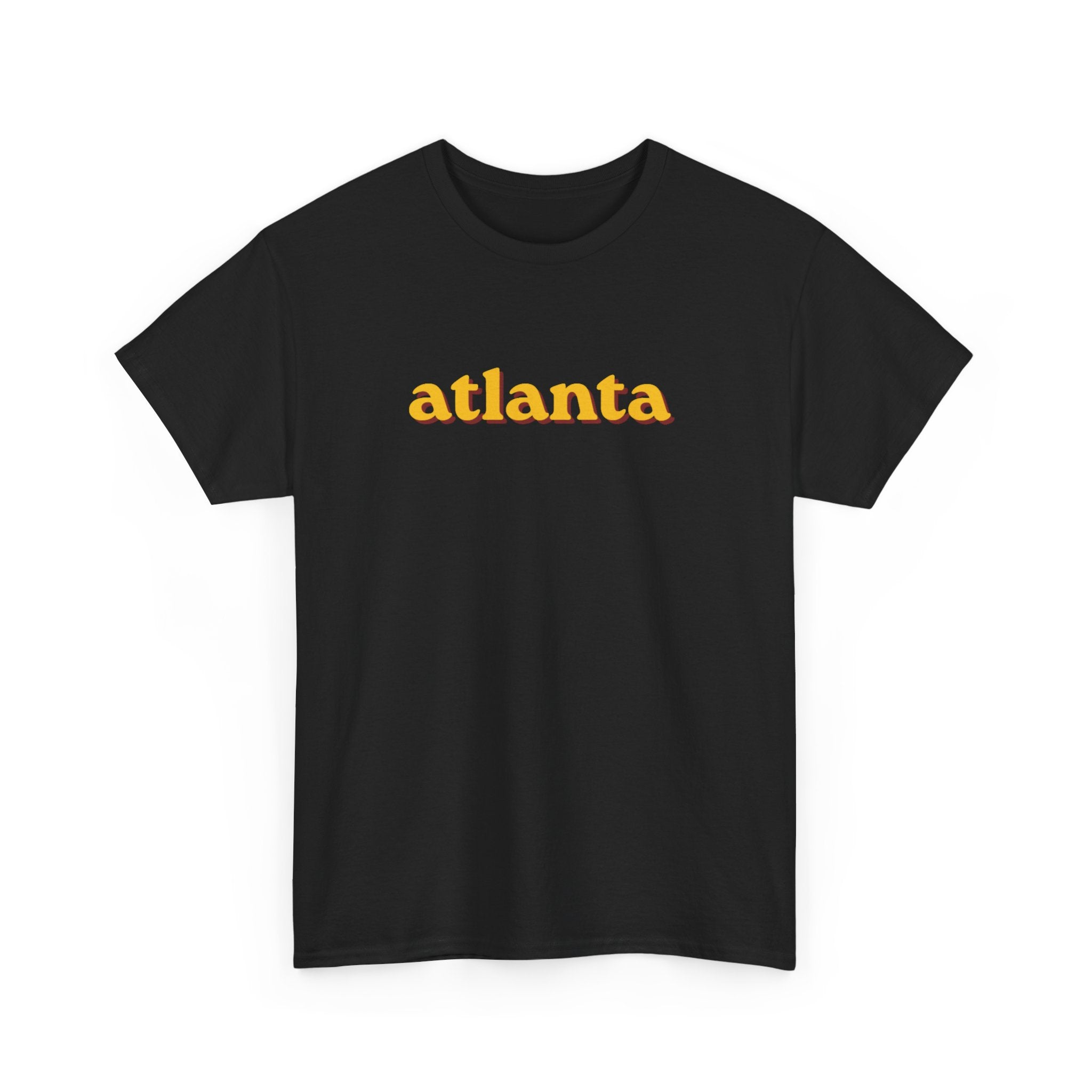 Atlanta Retro Script Tee — Vintage Yellow City Shirt