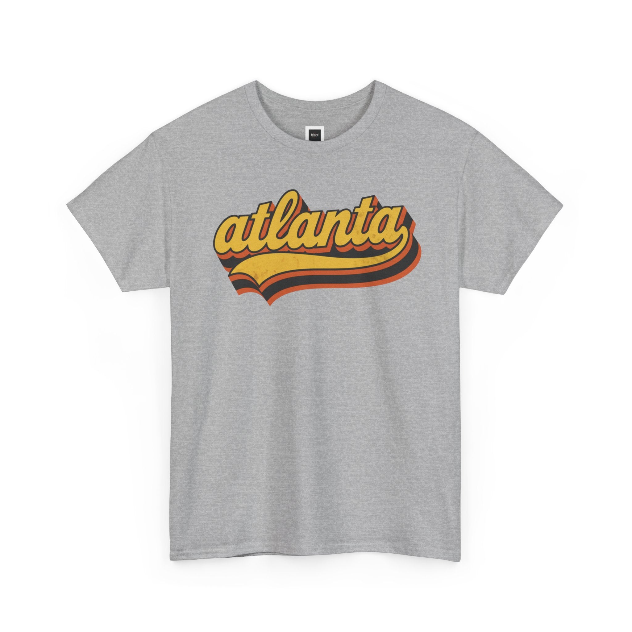Atlanta retro script Tee | vintage city logo, 70s sunset stripes