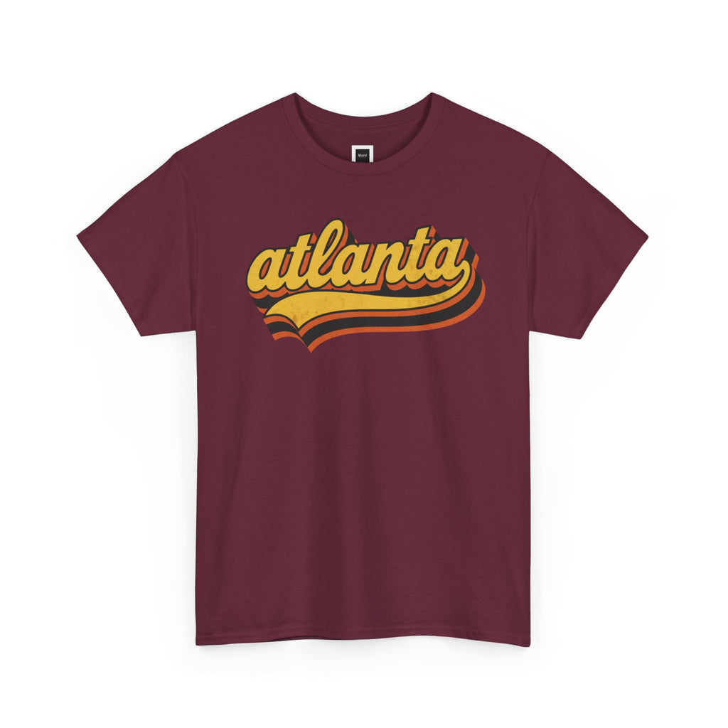 Atlanta retro script Tee | vintage city logo, 70s sunset stripes