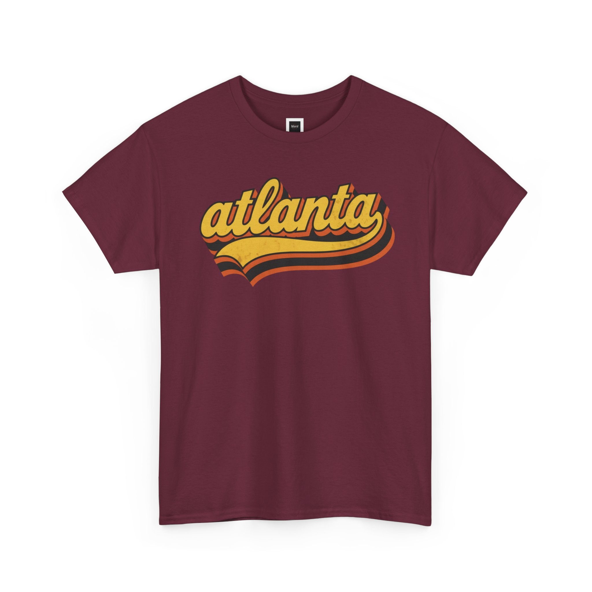 Atlanta retro script Tee | vintage city logo, 70s sunset stripes