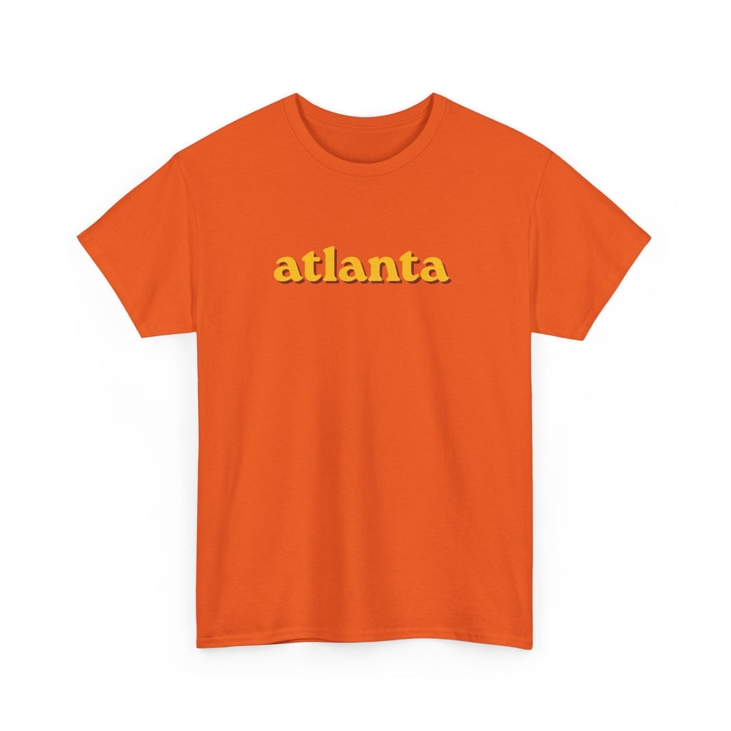 Atlanta Retro Script Tee — Vintage Yellow City Shirt