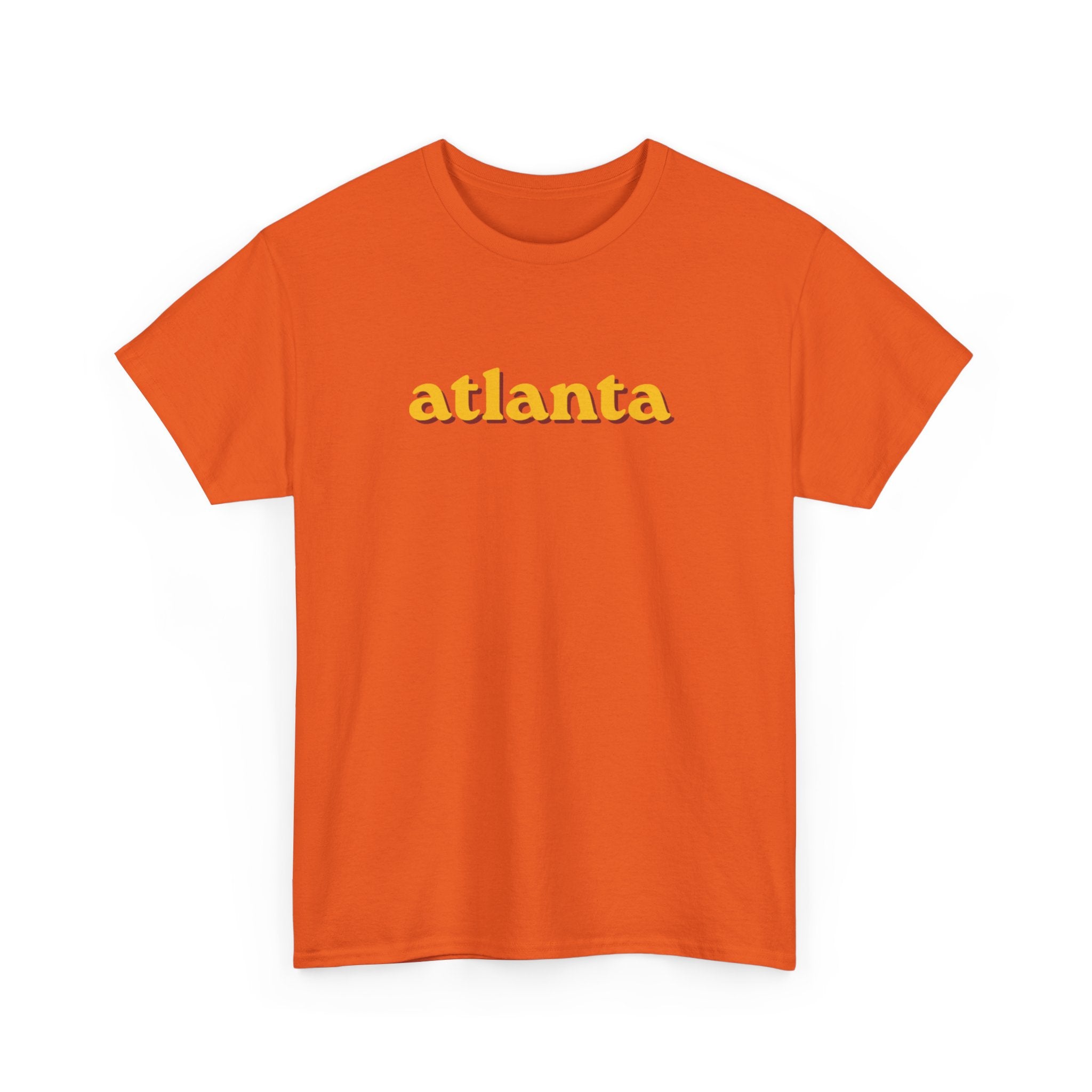 Atlanta Retro Script Tee — Vintage Yellow City Shirt