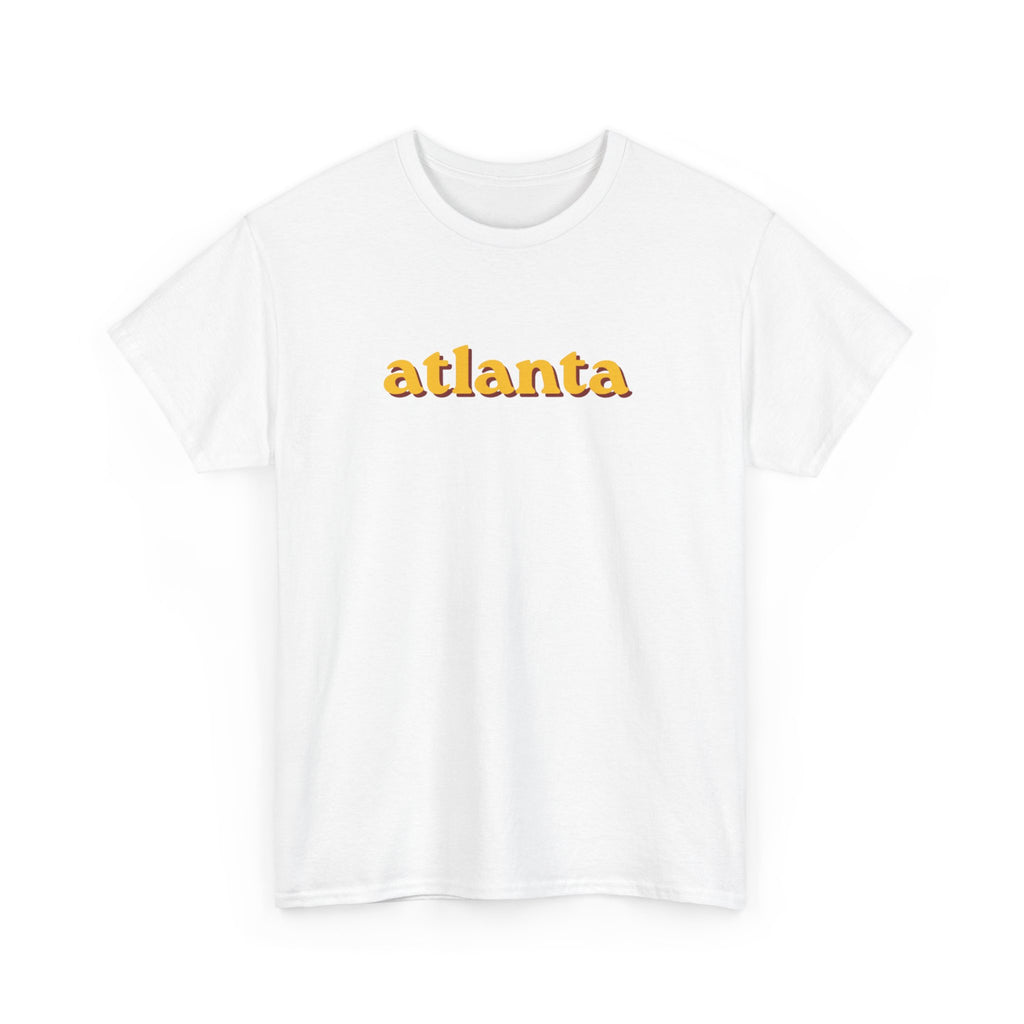 Atlanta Retro Script Tee — Vintage Yellow City Shirt