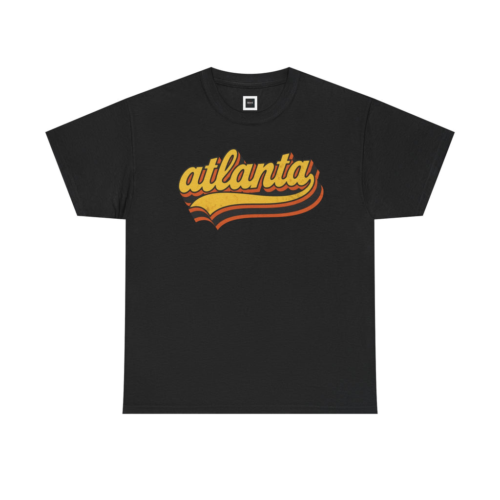 Atlanta retro script Tee | vintage city logo, 70s sunset stripes