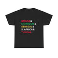 African Countries List T‑Shirt — Ghana, Morocco, Senegal, S. Africa & Tunisia Tee