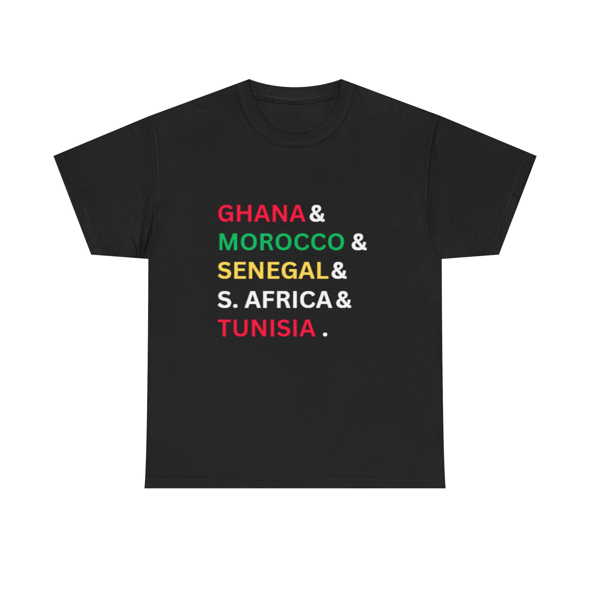 African Countries List T‑Shirt — Ghana, Morocco, Senegal, S. Africa & Tunisia Tee