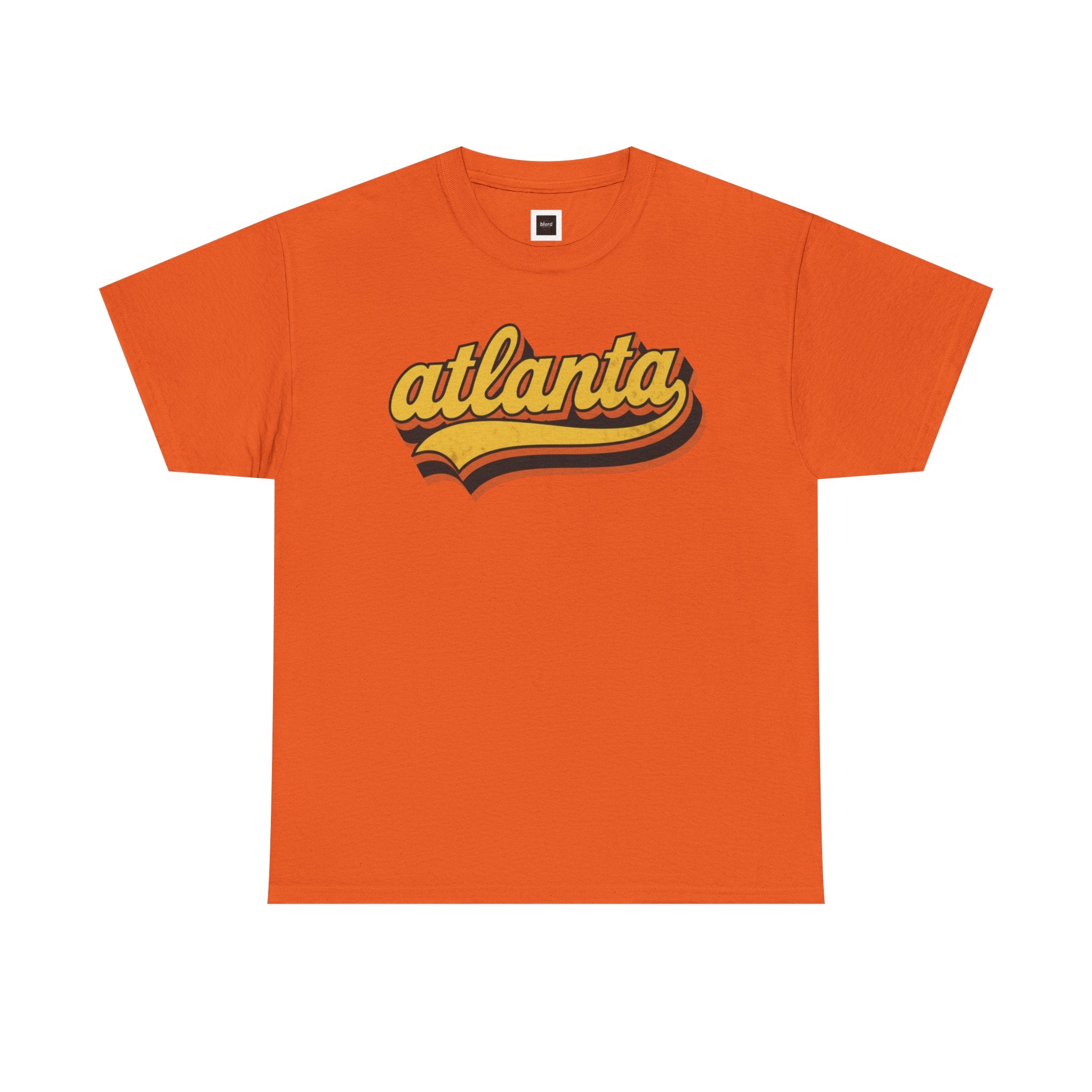 Atlanta retro script Tee | vintage city logo, 70s sunset stripes