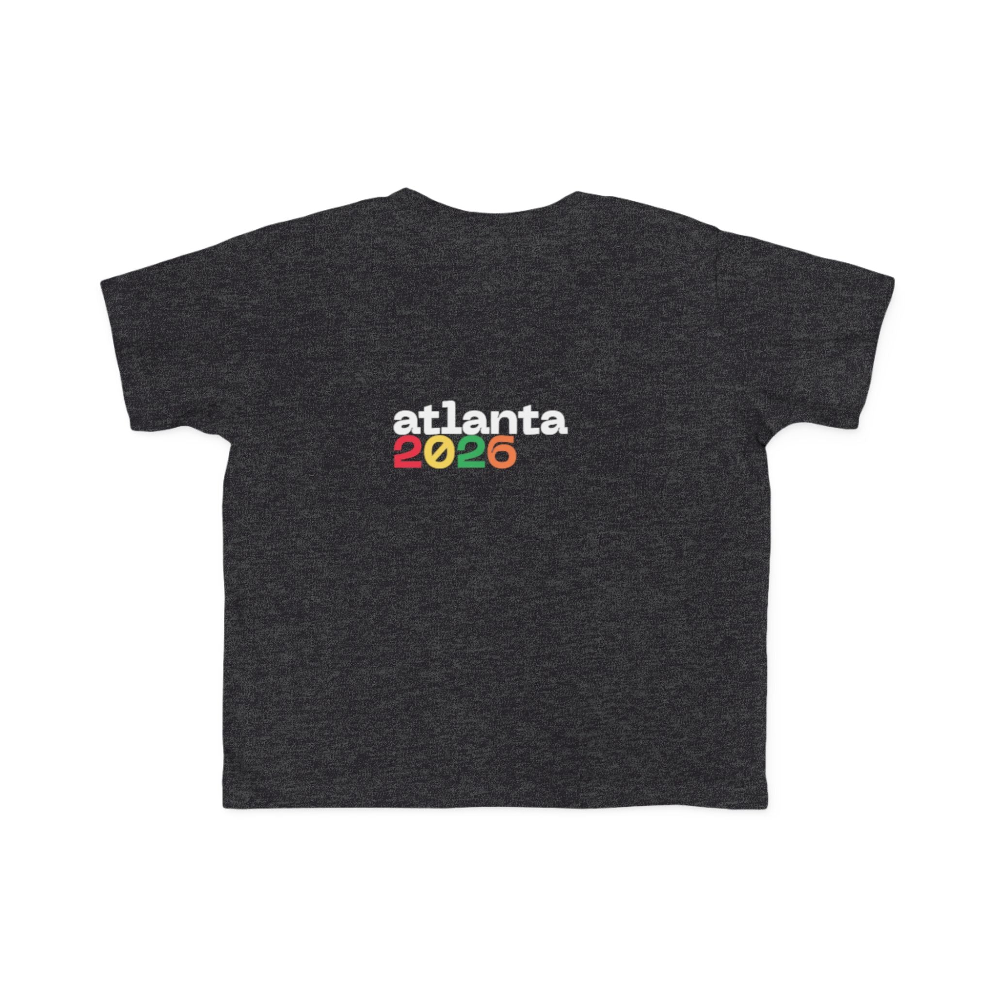 Toddler Tee — 'just here for the futbol' Soccer Baby Shirt (Atlanta 2026)