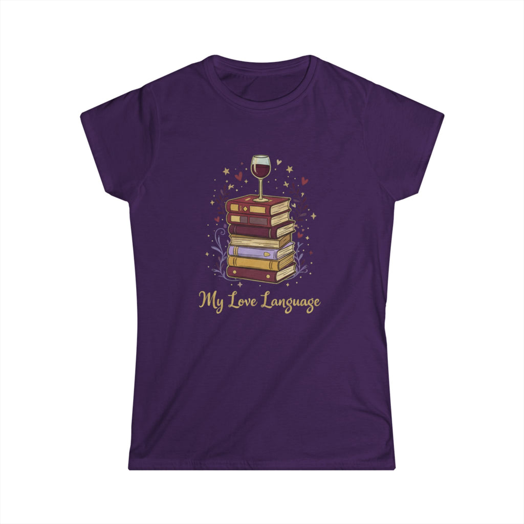Book Lover Tee — "My Love Language" Wine & Books Graphic Shirt