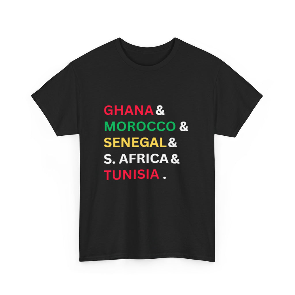 African Countries List T‑Shirt — Ghana, Morocco, Senegal, S. Africa & Tunisia Tee