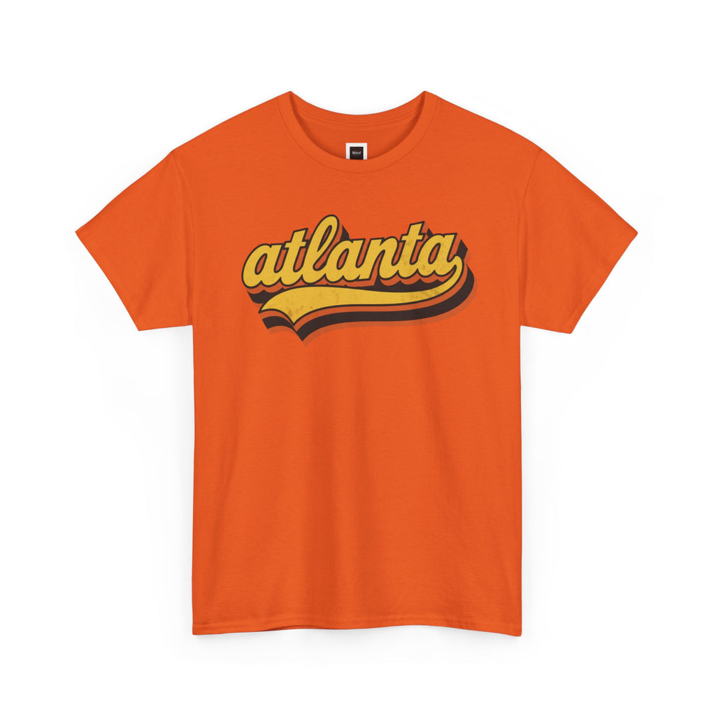 Atlanta retro script Tee | vintage city logo, 70s sunset stripes